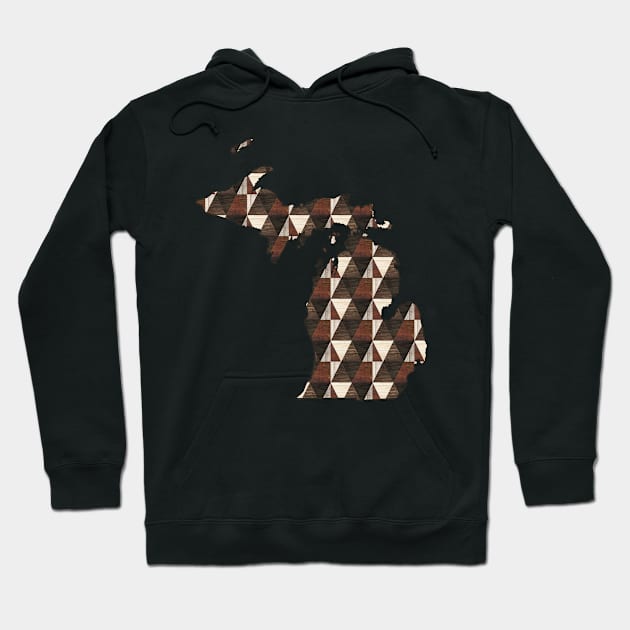 Michigan Wood Grain Geometric Pattern Hoodie by CheriesArt